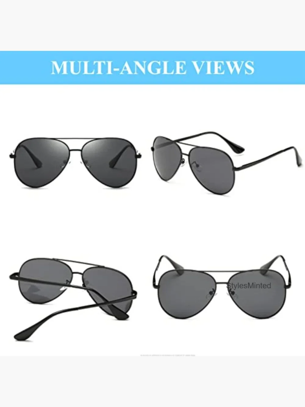 Polarized Aviator Sunglasses UV Protection Metal Frame Spring Hinges